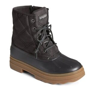 Sperry Saltwater 2.0 Quilted Textile Duck Boots Black Brown Women’s 9 Waterproof